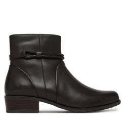 Botki Caprice. Brązowe botki damskie Caprice, bez obcasa, na płaskiej podeszwie, bez zapięcia. Za 449.99 zł.