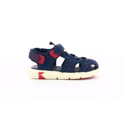 Sandały Kickers Model Jumange Kolor Niebieski. Niebieskie sandały damskie Kickers, bez wzorów, ze skóry, bez obcasa. Za 119.99 zł.