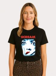 WOOOP Koszulka "Scream Official Movie Poster" w kolorze czarnym rozmiar: L. Czarne bluzki damskie Wooop, l, bez wzorów, z bawełny, bez kołnierzyka, bez ramiączek. Za 56.99 zł.