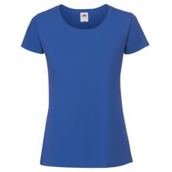 Koszulka Damska Iconic 190. Niebieskie bluzki damskie Fruit of the Loom, s, bez wzorów, sportowe, bez kołnierzyka, bez ramiączek. Za 37.99 zł.