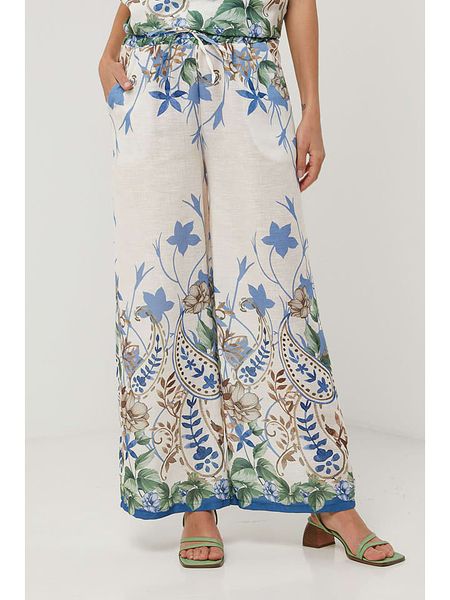 Lin Passion Spodnie w kolorze kremowym ze wzorem rozmiar: 34/36. Brązowe spodnie materiałowe damskie Lin Passion, bez wzorów, z materiału, klasyczne, z standardowym stanem. Za 144.92 zł.