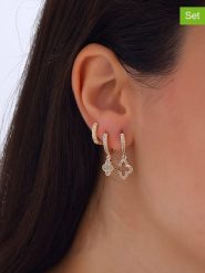 Nakkash Pozłacane kolczyki-kreole (3 szt.) z cyrkoniami rozmiar: onesize. Żółte kolczyki damskie Nakkash, z cyrkonią, pozłacane. Za 43.99 zł.