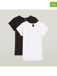 G-Star Koszulki (2 szt.) w kolorze białym i czarnym rozmiar: XXL. Białe t-shirty damskie G-Star, xxl, bez wzorów, z bawełny, bez kołnierzyka. Za 127.35 zł.