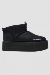 KARL LAGERFELD Czarne botki zamszowe THERMO Lo Slip On Boot, Rozmiar 38. Czarne botki damskie Karl Lagerfeld, bez wzorów, z zamszu. W wyprzedaży za 529.99 zł.