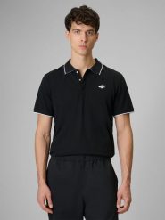 4F Koszulka polo regular męska - czarna S. Czarne koszulki polo męskie 4f, m, bez wzorów, z dzianiny, bez ramiączek. Za 119.99 zł.
