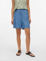 Vero Moda Szorty w kolorze niebieskim rozmiar: XS. Niebieskie szorty damskie Vero Moda, bez wzorów, z lyocellu, z podwyższonym stanem. Za 66.00 zł.