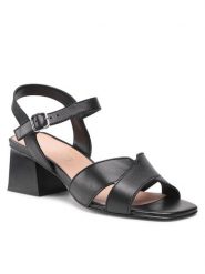 Lasocki Sandały U701 Czarny. Czarne sandały damskie Lasocki, bez wzorów, ze skóry, bez obcasa, na słupku. Za 229.99 zł.