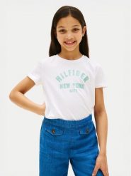 Tommy Hilfiger T-Shirt Graphic KG0KG08813 Biały Regular Fit. Białe koszulki dziewczęce Tommy Hilfiger, bez wzorów, z bawełny, bez ramiączek. Za 109.99 zł.