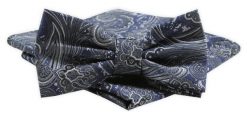 Mucha Męska Alties z Poszetką - Granat i Odcienie Szarości. Niebieskie krawaty i muchy męskie Alties, bez wzorów, eleganckie. Za 54.00 zł.