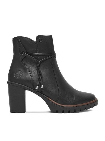 Rieker Botki CEO-Y2567-00 Czarny. Czarne botki damskie Rieker, ze skóry, bez obcasa, na słupku, bez zapięcia. Za 399.99 zł.