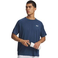 T-Shirt Under Armour Ua Tech Textured Ss Dorośli. Niebieskie t-shirty męskie Under Armour, s, bez wzorów, z materiału, bez kołnierzyka. Za 233.99 zł.