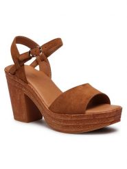 Clara Barson Sandały TS4991-03 Brązowy. Brązowe sandały damskie Clara Barson, bez wzorów, z materiału, bez obcasa, na słupku. Za 44.99 zł.