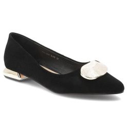 Czółenka damskie S.Barski, ze skóry naturalnej zamszowej ozdobna klamra niski obcas elegancki styl, czarne, MR61-9027. Czarne czółenka damskie S.BARSKI, z aplikacjami, ze skóry, bez obcasa, na obcasie. Za 279.00 zł.