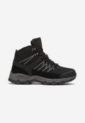 Czarne Sznurowane Buty Trekkingowe na Grubej Podeszwie z Bieżnikiem Belluva. Czarne buty trekkingowe męskie Born2be, za kostkę, bez zapięcia. Za 79.99 zł.