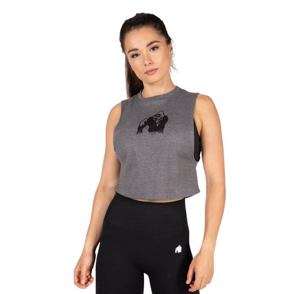 Top damski z opadającymi rękawami Gorilla Wear Addison. Szare topy damskie GORILLA WEAR, bez wzorów, bez kołnierzyka. Za 152.00 zł.