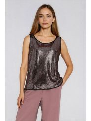 Nife Top w kolorze czarno-brązowym rozmiar: 38. Brązowe topy damskie Nife, bez wzorów, bez kołnierzyka. Za 150.72 zł.