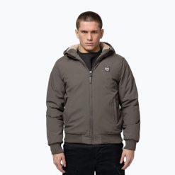 Kurtka zimowa męska Pitbull Elkwood 3 Sherpa Hooded. Szare kurtki męskie PITBULL, na zimę, m, bez wzorów, z materiału, bez kaptura. Za 329.99 zł.