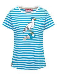 Derbe Koszulka w kolorze biało-błękitnym rozmiar: M. Białe t-shirty damskie Derbe, m, bez wzorów, z bawełny, bez kołnierzyka. Za 122.67 zł.