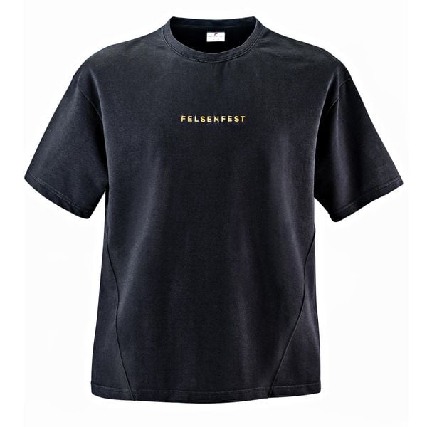 Koszulka boulderingowa Oversized Volumes. Czarne bluzki damskie FELSENFEST, bez wzorów, z bawełny, bez kołnierzyka. Za 159.99 zł.