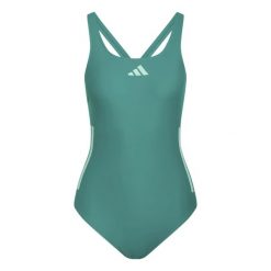 Jednoczęściowy strój kąpielowy z odkrytymi plecami dla kobiet adidas 3-Stripes. Zielone stroje jednoczęściowe damskie Adidas, l, bez wzorów. Za 195.45 zł.
