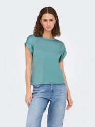 ONLY Koszulka w kolorze turkusowym rozmiar: XL. Niebieskie bluzki damskie Only, xl, bez wzorów, bez kołnierzyka, bez ramiączek. Za 87.81 zł.