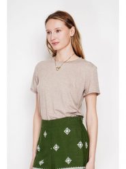Le Jardin du Lin Koszulka w kolorze beżowym rozmiar: 40. Brązowe t-shirty damskie Le jardin du lin, bez wzorów, bez kołnierzyka. Za 65.99 zł.