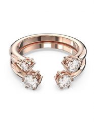 Swarovski Pozłacany pierścionek z cyrkoniami rozmiar: 58. Czerwone pierścionki damskie Swarovski, z cyrkonią, metalowe. Za 209.82 zł.