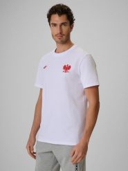 T-shirt bawełniany kibica męski 4F 4FRSS26TTSHM4203. Białe t-shirty męskie 4f, m, bez wzorów, z bawełny, bez kołnierzyka. Za 69.99 zł.