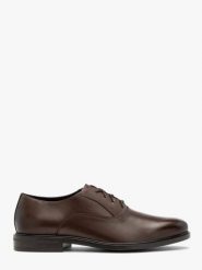 Ciemnobrązowe eleganckie półbuty męskie. Brązowe buty wizytowe męskie Ryłko, ze skóry, bez zapięcia. Za 449.99 zł.