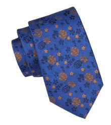 Krawat Męski - Alties - Wzór w Kwiaty, Kolor Niebieski. Niebieskie krawaty i muchy męskie Alties, bez wzorów, z tkaniny, eleganckie. Za 49.00 zł.
