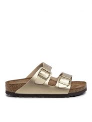 Birkenstock Klapki Arizona Bs 1016111 Złoty. Żółte klapki damskie Birkenstock, bez wzorów, ze skóry, bez obcasa. Za 379.99 zł.