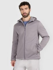 4F Kurtka softshell wiatroodporna membrana 5 000 męska - szara XL. Szare kurtki męskie 4f, m, bez wzorów, z dzianiny, z kapturem. Za 299.99 zł.