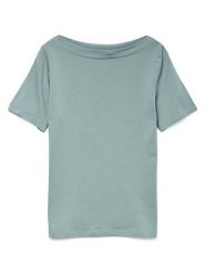 Vero Moda Koszulka w kolorze zielonym rozmiar: L. Zielone bluzki damskie Vero Moda, l, bez wzorów, bez kołnierzyka, bez ramiączek. Za 66.00 zł.