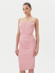 Rinascimento Sukienka koktajlowa CFC0123676003 Różowy Regular Fit. Czerwone sukienki damskie RINASCIMENTO, xs, bez wzorów, z syntetyku, wizytowe, bez kołnierzyka, bez ramiączek. Za 489.99 zł.
