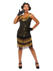 Amscan Sukienka kostiumowa "Charleston Diva" w kolorze złoto-czarnym rozmiar: XL. Czarne sukienki damskie AMSCAN, na karnawał, xl, bez wzorów, bez kołnierzyka, bez ramiączek. Za 104.99 zł.