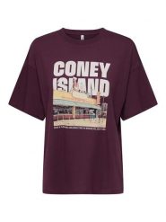 ONLY Koszulka w kolorze czerwonym rozmiar: XL. Czerwone bluzki damskie Only, xl, bez wzorów, z bawełny, bez kołnierzyka. Za 56.93 zł.