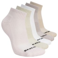 Skarpetki sportowe dla dorosłych 5pk Unisex 1/2 Terry Qtr Crew. Czerwone skarpetki damskie Skechers, bez wzorów, z materiału. Za 59.99 zł.