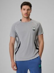 4F Koszulka piłkarska regular szybkoschnąca męska - szara M. Szare t-shirty sportowe męskie 4f, l, z materiału, bez ramiączek, na fitness i siłownię. Za 129.99 zł.