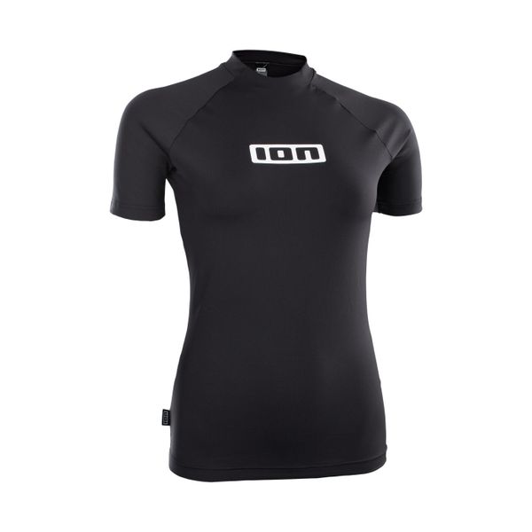 Koszulka surfingowa UV damska ION Promo Lycra SS. Czarne bluzki damskie ION, m, bez wzorów, z lycry, sportowe, bez kołnierzyka, bez ramiączek. Za 189.99 zł.
