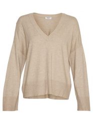 MOSS COPENHAGEN Sweter "Selana Rachelle" w kolorze beżowym rozmiar: M/L. Brązowe swetry klasyczne damskie MOSS COPENHAGEN, l, z wiskozy, bez kołnierzyka. Za 122.96 zł.