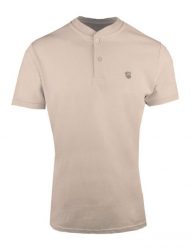 Męski T-Shirt (Koszulka) z Dekoltem na Guziki - Pako Jeans - Beżowy. Brązowe t-shirty męskie Pako Jeans, l, bez wzorów, z bawełny, bez kołnierzyka. Za 89.00 zł.
