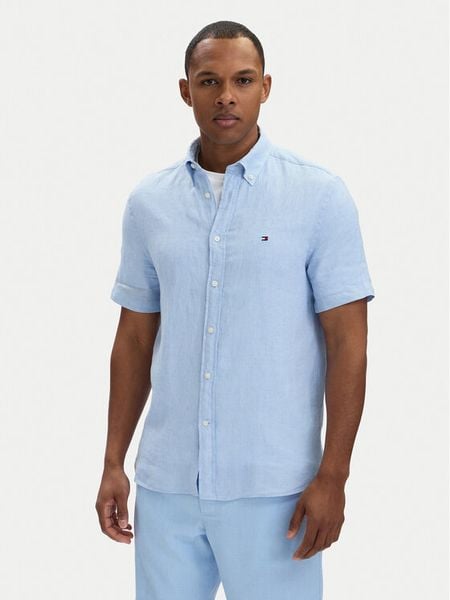 Tommy Hilfiger Koszula MW0MW41531 Niebieski jasny Regular Fit. Niebieskie koszule męskie Tommy Hilfiger, m, bez wzorów, ze lnu, bez kołnierzyka, bez ramiączek. Za 306.99 zł.