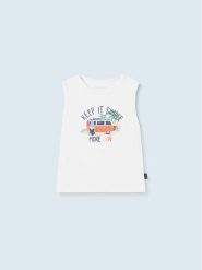 Mayoral Top 1033 Biały Regular Fit. Białe t-shirty chłopięce Mayoral, bez wzorów, z bawełny, bez ramiączek. Za 49.99 zł.