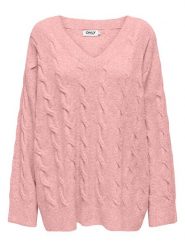 ONLY Sweter w kolorze jasnoróżowym rozmiar: L. Różowe swetry klasyczne damskie Only, l, ze splotem, bez kołnierzyka. Za 87.81 zł.