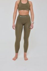 Legginsy Infinite z wysokim stanem - khaki. Zielone legginsy damskie OOSC, l, bez wzorów, z materiału. Za 245.99 zł.