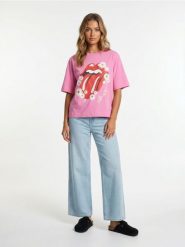Bawełniana koszulka z nadrukiem The Rolling Stones - begonia. T-shirty damskie Sinsay, l, bez wzorów, z bawełny, bez kołnierzyka. Za 39.99 zł.