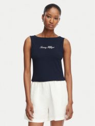 Tommy Hilfiger Top Classic WW0WW50947 Granatowy Regular Fit. Niebieskie topy damskie Tommy Hilfiger, xl, bez wzorów, z bawełny, bez kołnierzyka. Za 169.99 zł.