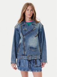 Guess Kurtka jeansowa W5YN70 D4XYZ Niebieski Regular Fit. Niebieskie kurtki damskie Guess, xxl, z aplikacjami, z bawełny, bez kaptura. Za 599.99 zł.