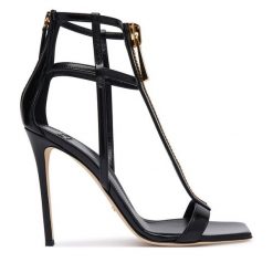 Sandały Elisabetta Franchi. Czarne sandały damskie Elisabetta Franchi, bez wzorów, bez obcasa, na szpilce. Za 2,739.00 zł.
