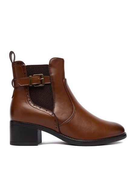 Clara Barson Botki CEO-RE21E838-27 Brązowy. Brązowe botki damskie Clara Barson, z materiału, bez obcasa, na słupku, bez zapięcia. Za 159.99 zł.